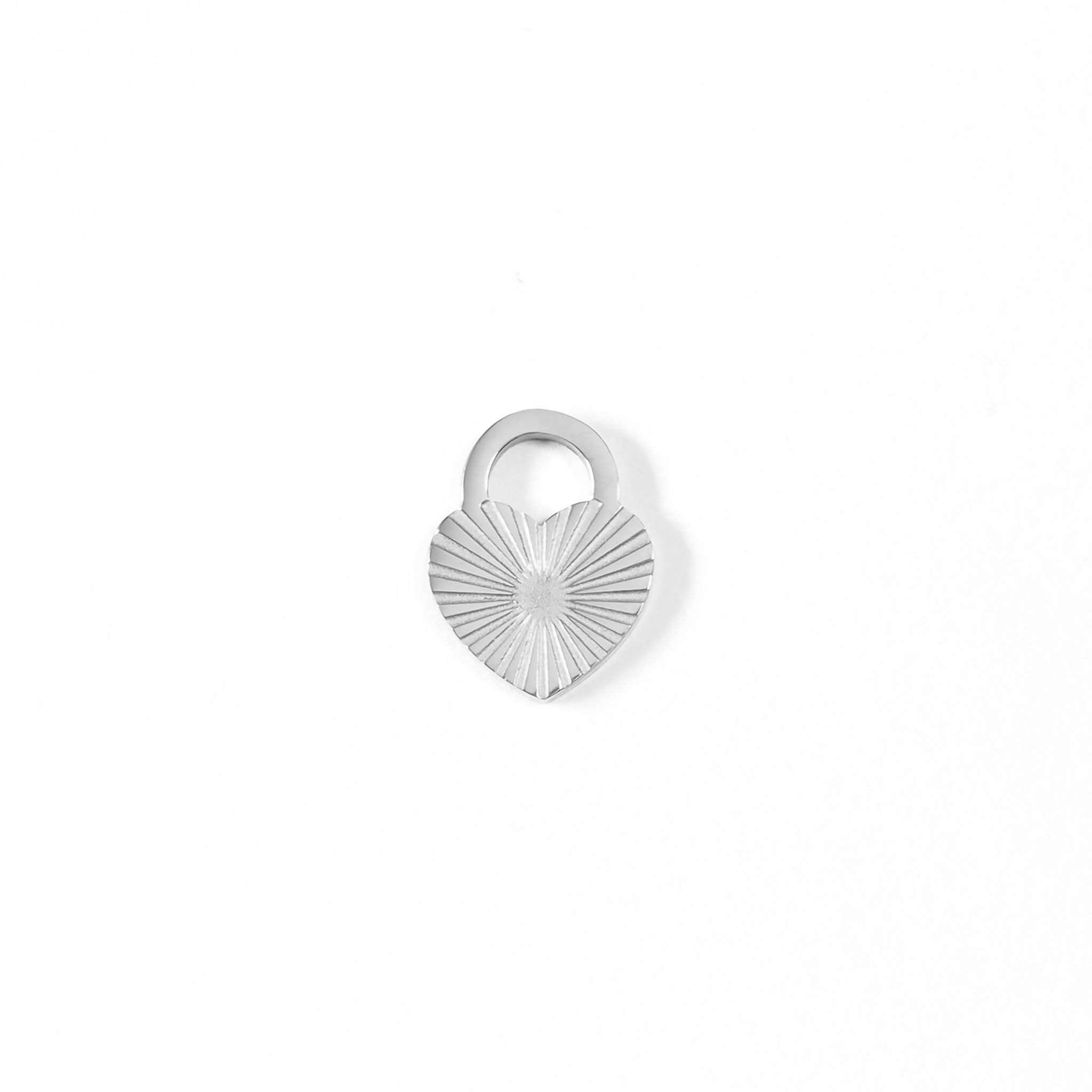 18K Gold PVD Stainless Steel Sunburst Heart Lock Charm