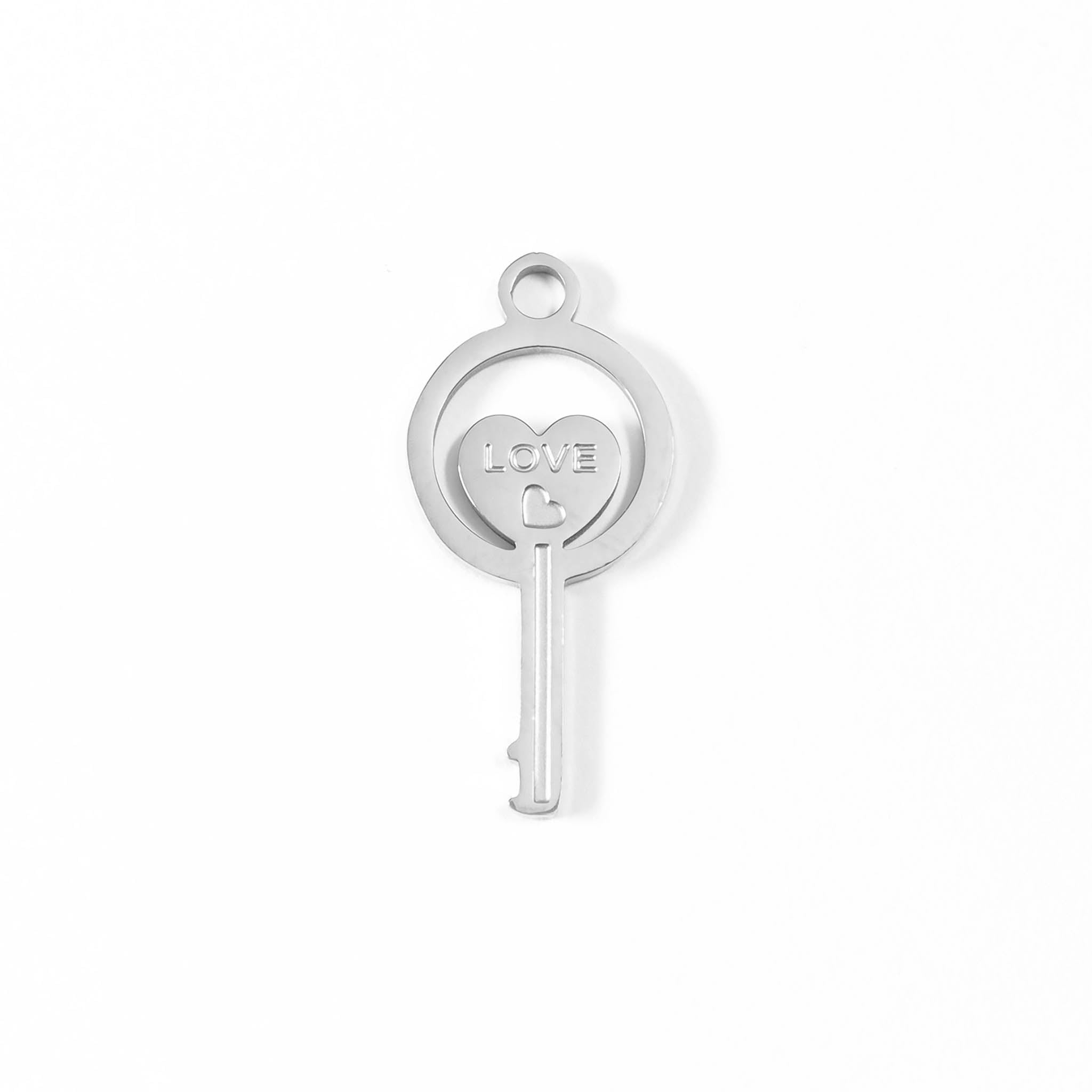 18K Gold PVD Stainless Steel Circle Key Charm
