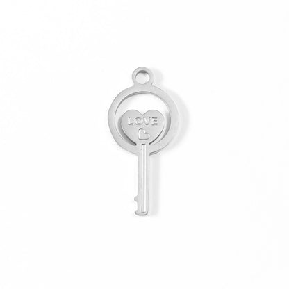 18K Gold PVD Stainless Steel Circle Key Charm