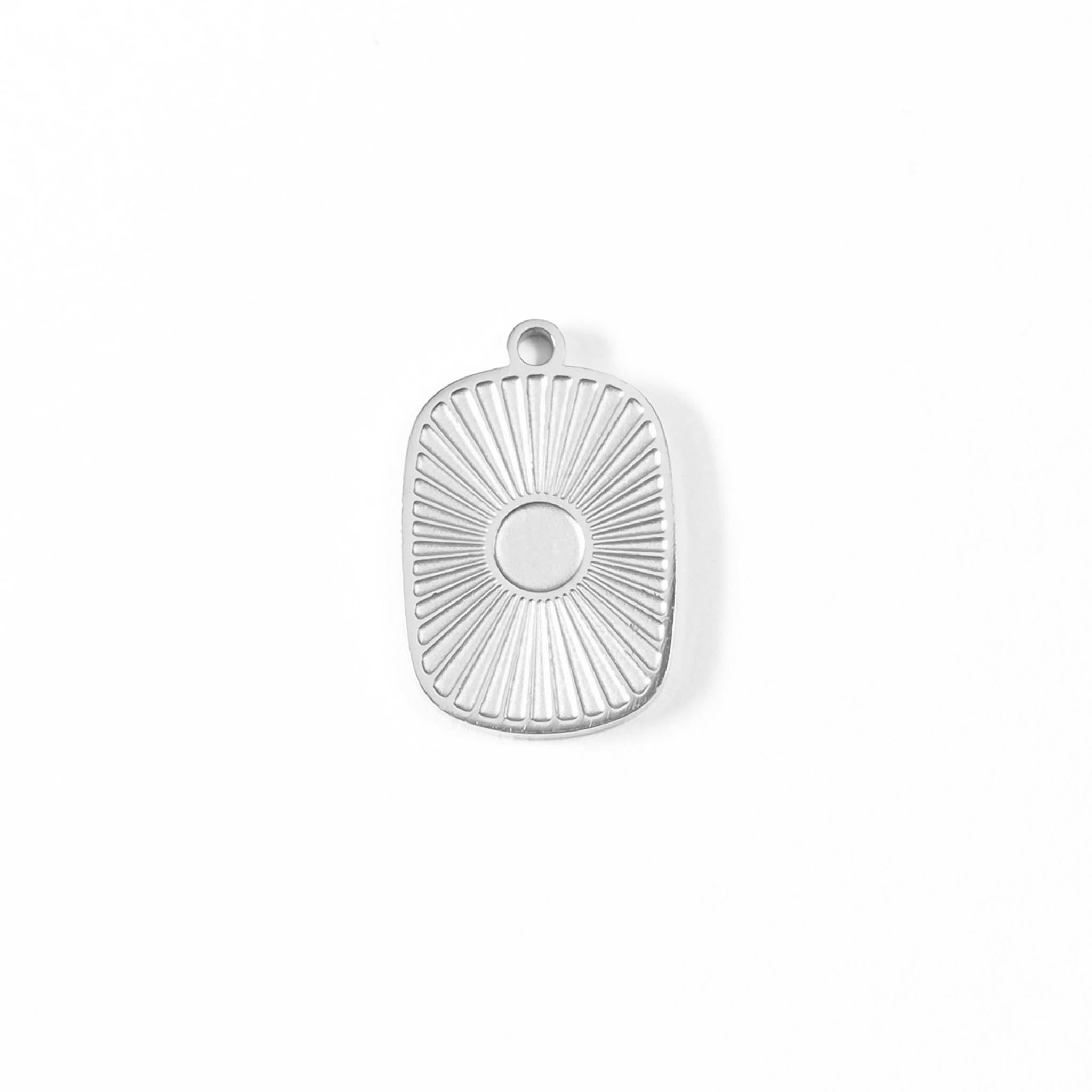 18K Gold PVD Stainless Steel Sunburst Medallion Charm
