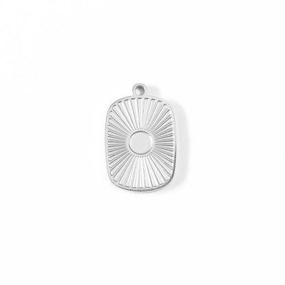 18K Gold PVD Stainless Steel Sunburst Medallion Charm