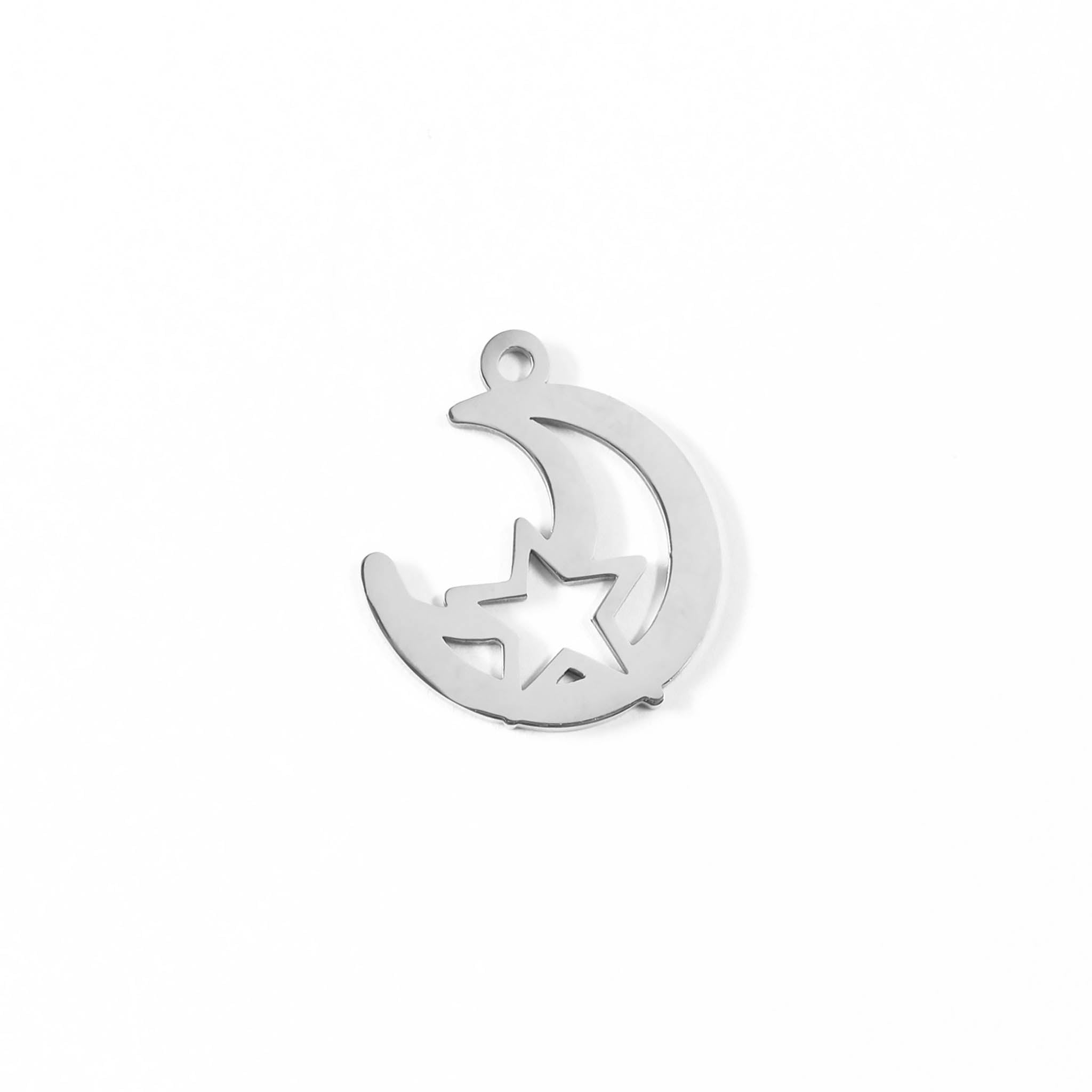 18K Gold PVD Stainless Steel Moon And Star Charm