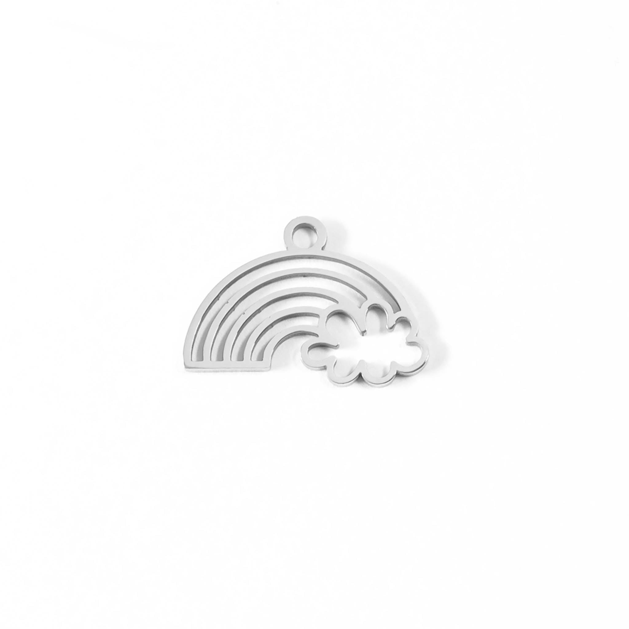 18K Gold PVD Stainless Steel Rainbow And Cloud Charm