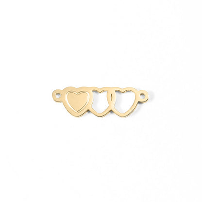 18K Gold PVD Stainless Steel Triple Heart Charm