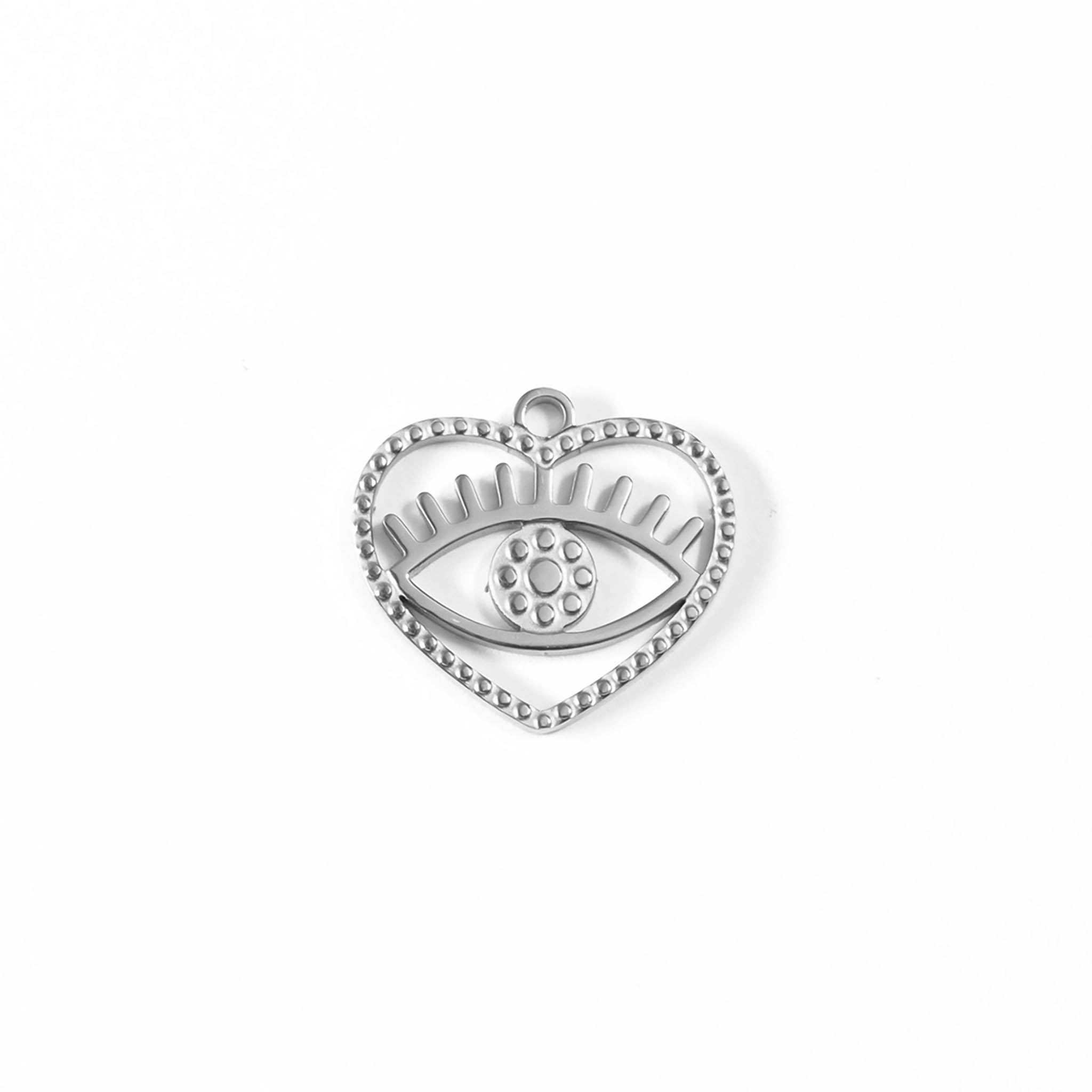 18K Gold PVD Stainless Steel Heart Evil Eye Charm