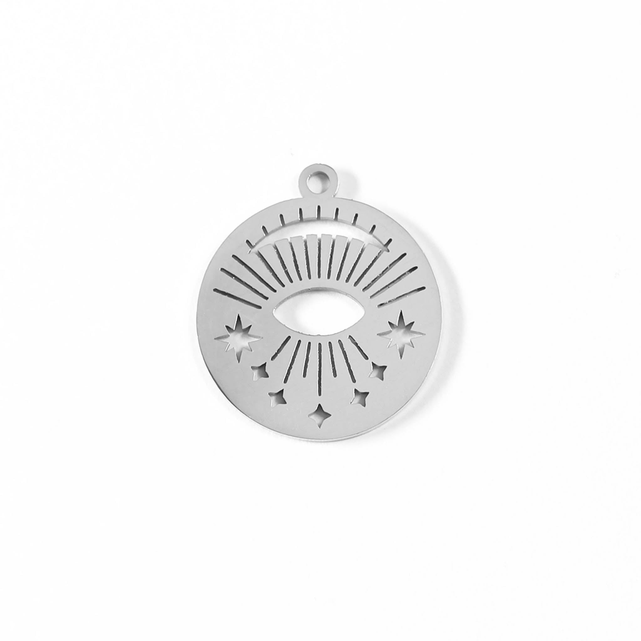 18K Gold PVD Stainless Steel Sun Ray Evil Eye Charm