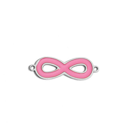 18K Gold PVD Stainless Steel Epoxy Pink Infinity Charm