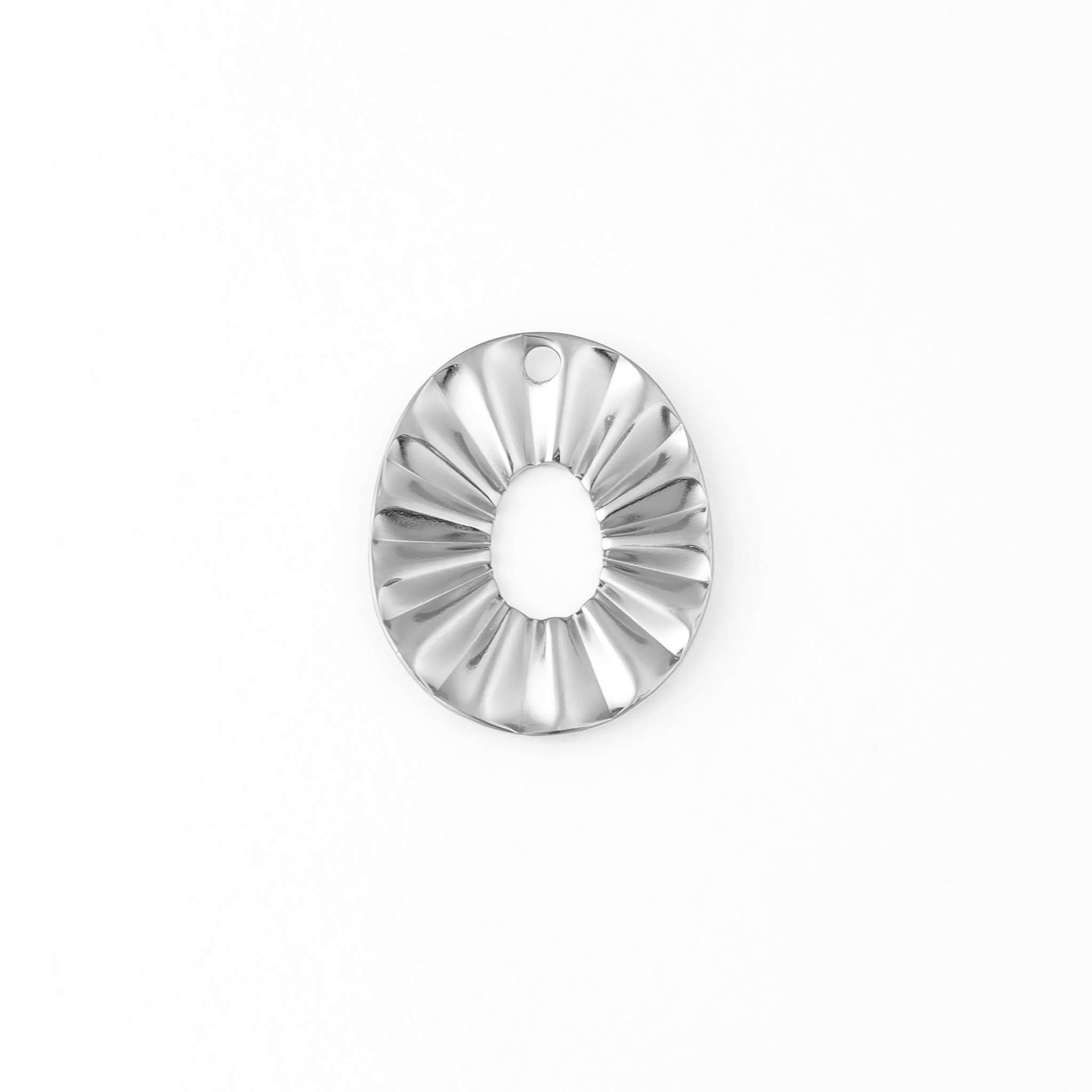18K Gold PVD Stainless Steel Crimped Oval Charm