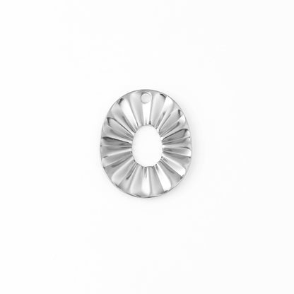 18K Gold PVD Stainless Steel Crimped Oval Charm