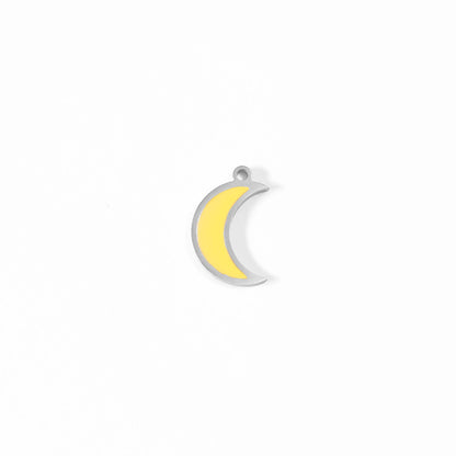 18K Gold PVD Stainless Steel Epoxy Yellow Crescent Moon Charm