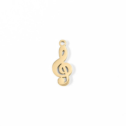 18K Gold PVD Stainless Steel Treble Clef Music Charm