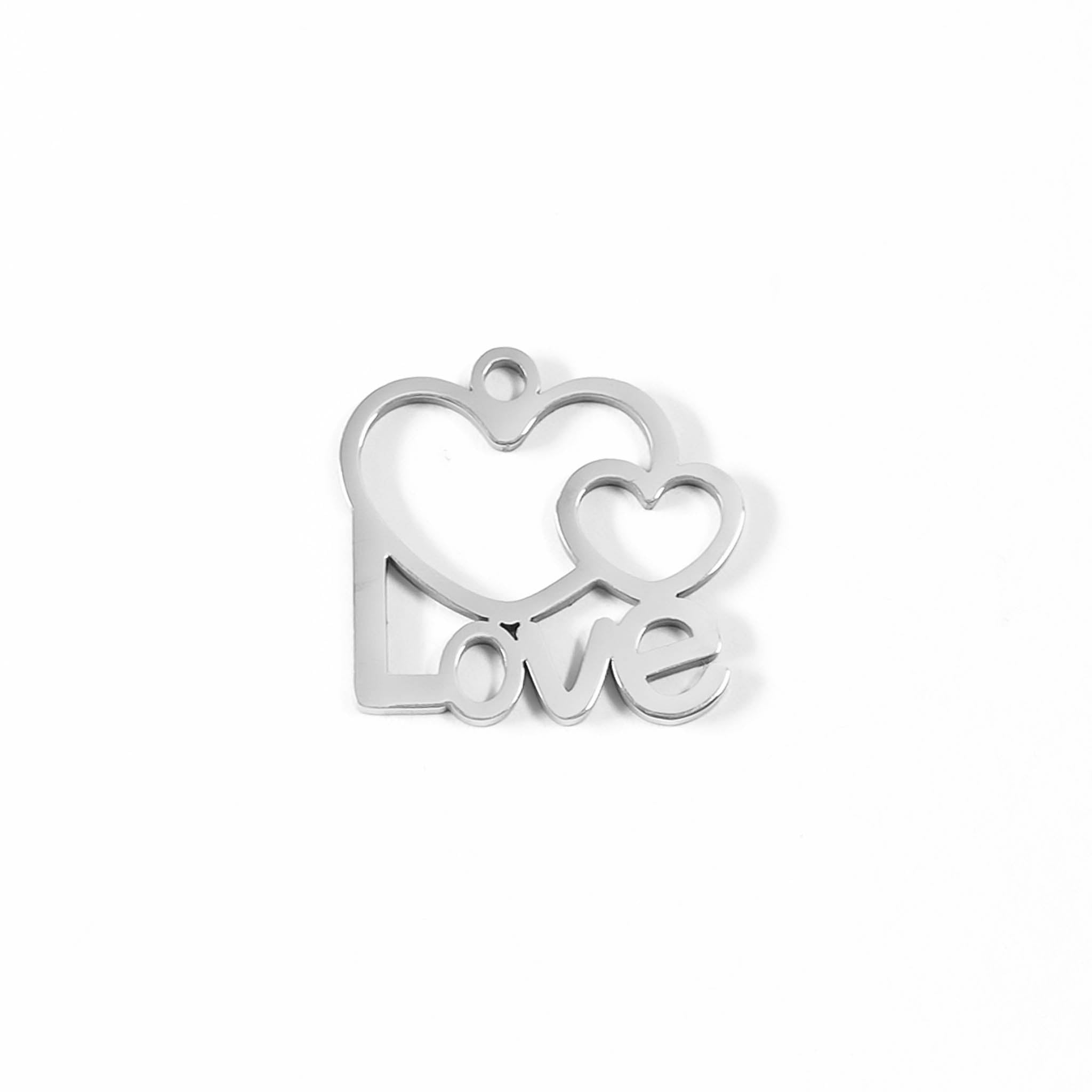 18K Gold PVD Stainless Steel Cutout Love Heart Charm