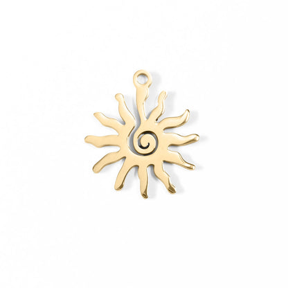 18K Gold PVD Stainless Steel Spiral Sun Charm