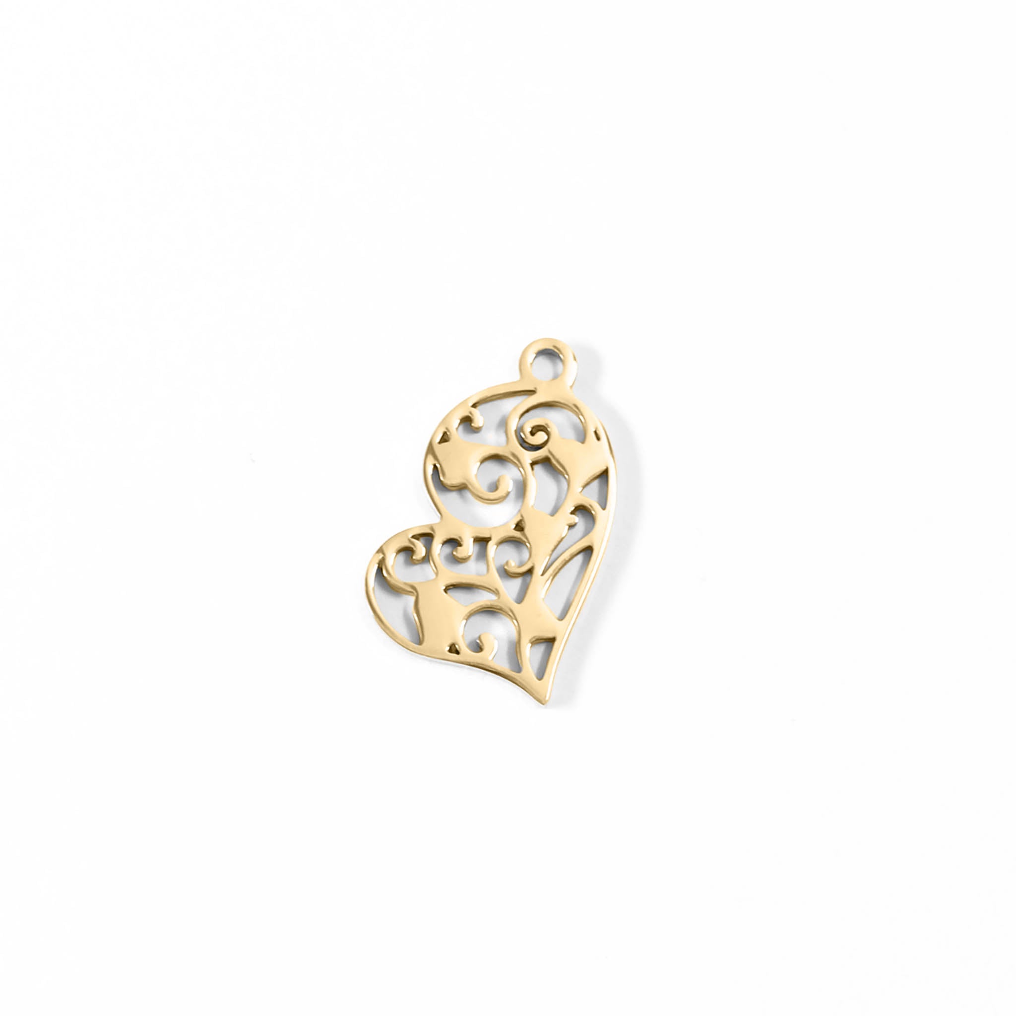 18K Gold PVD Stainless Steel Cutout Heart Charm