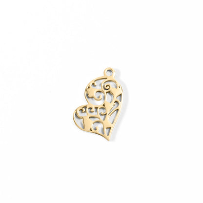 18K Gold PVD Stainless Steel Cutout Heart Charm