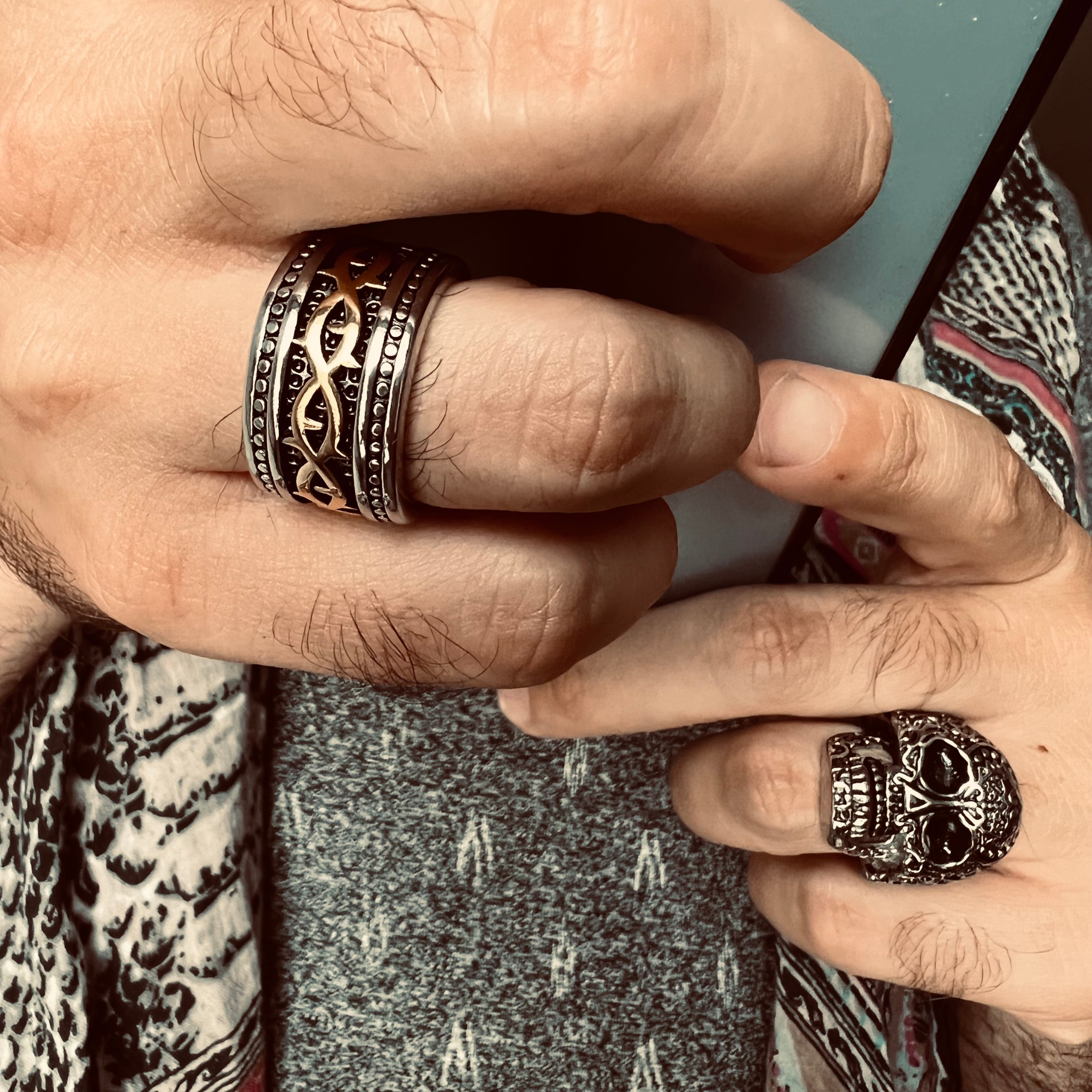 18K Gold PVD Coated Detailed Tribal Stainless Steel Ring