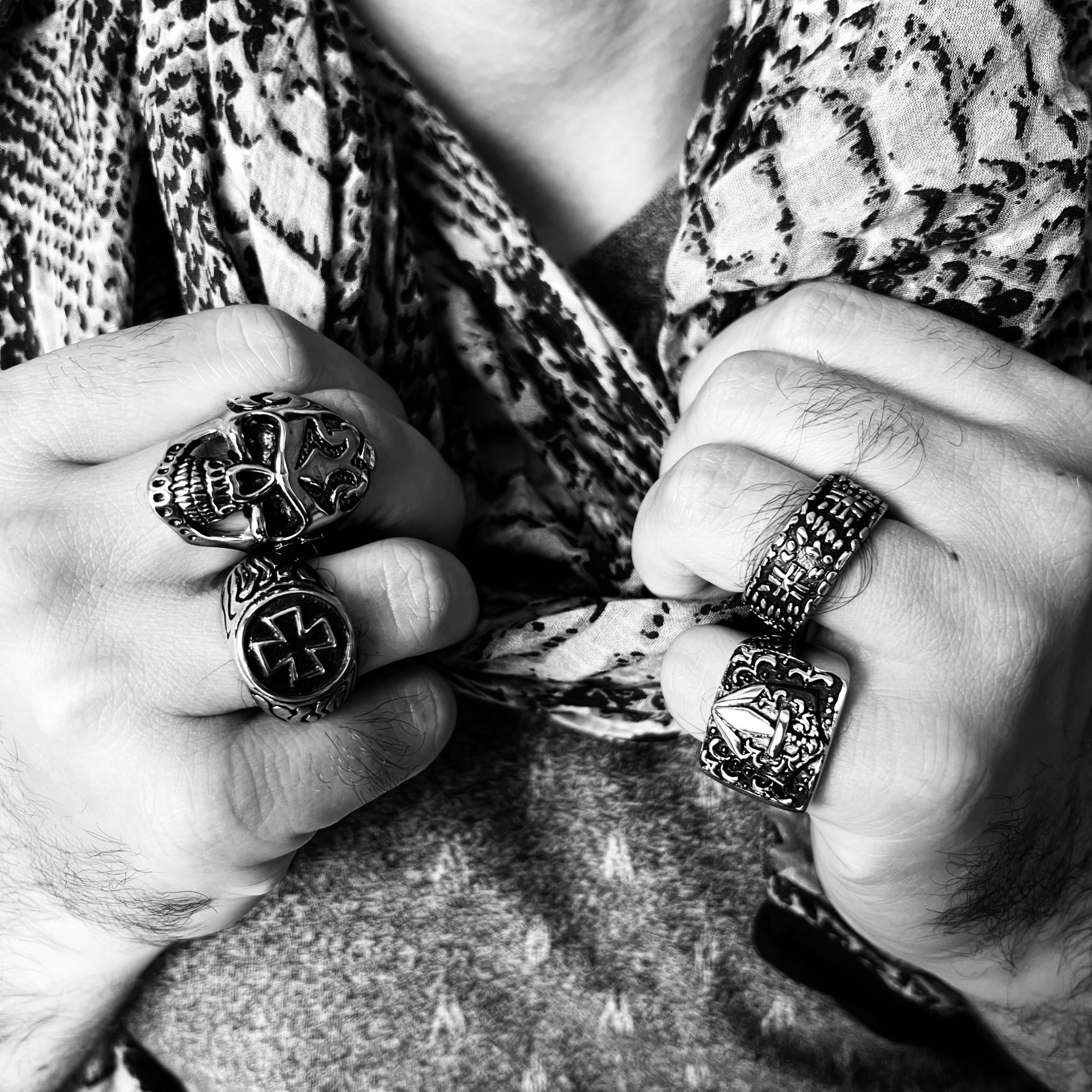 Stainless Steel Sword And Fleur De Lis Signet Ring
