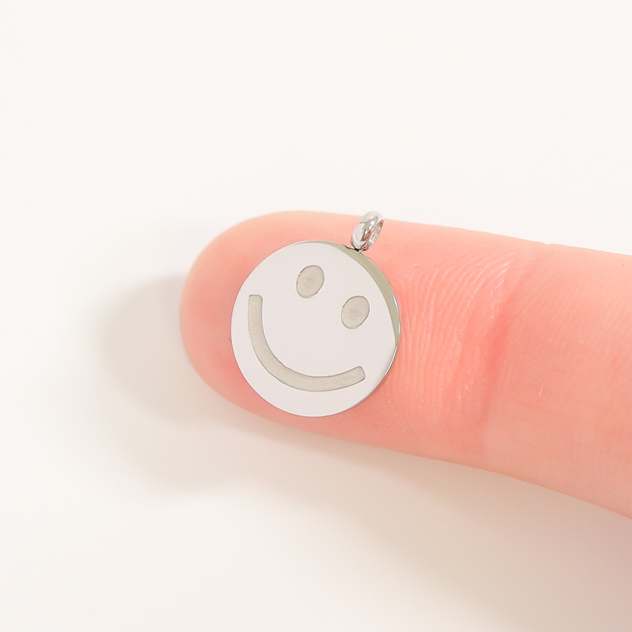 18K Gold PVD Stainless Steel Smiley Face Charm