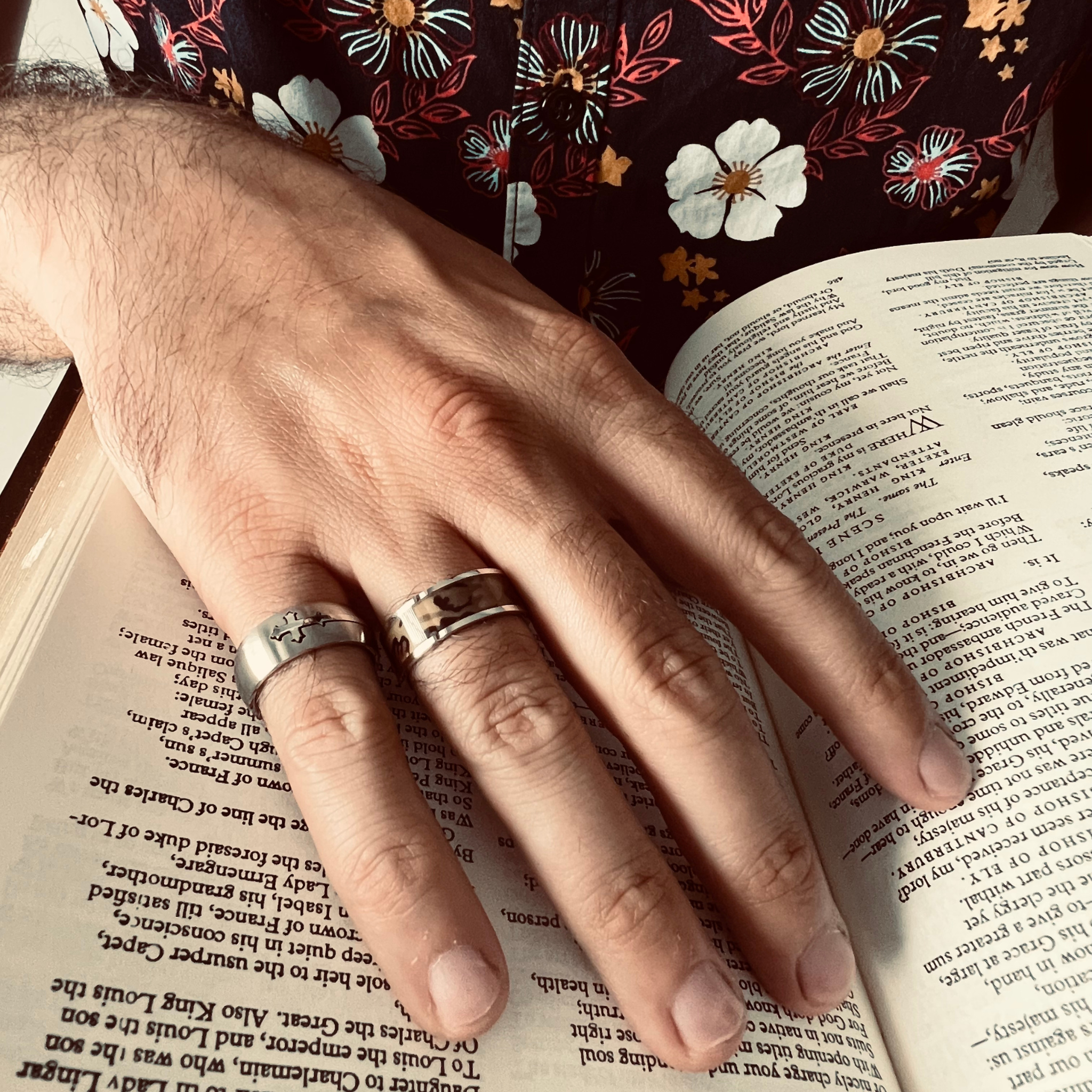 Dual Cross Ring Stainless Steel Polished Ring