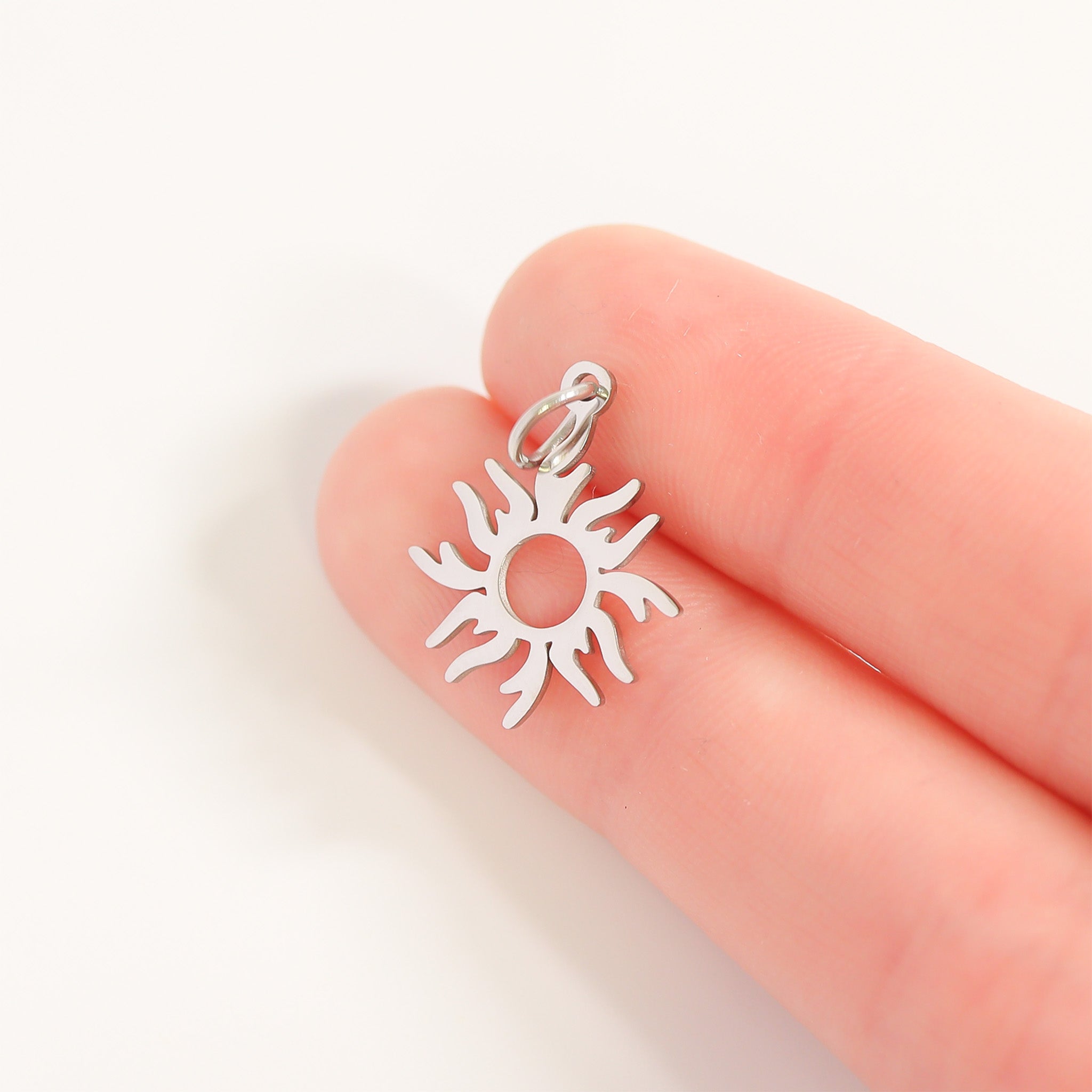 18K Gold PVD Stainless Steel Sunburst Charm