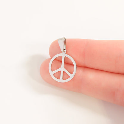18K Gold Stainless Steel Peace Sign Pendant