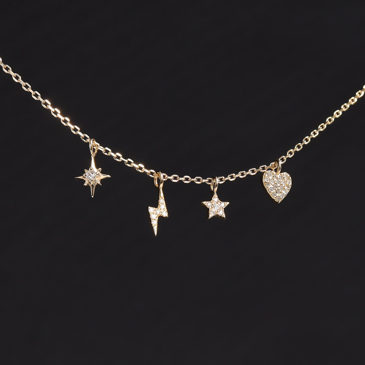 Permanent Jewelry 14K Solid Gold Diamond Lightning Bolt Charm