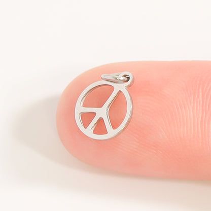 18K Gold Stainless Steel Peace Sign Charm