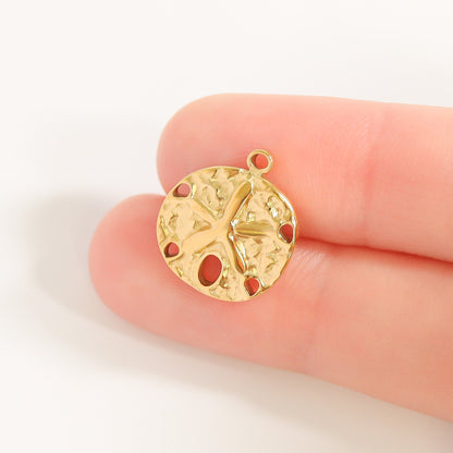 18K Gold PVD Stainless Steel Sand Dollar Charm