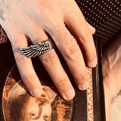 Detailed Wing Stainless Steel Ring