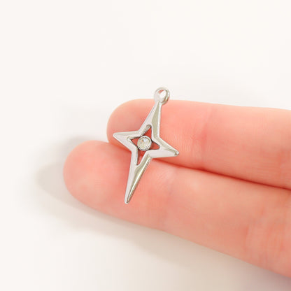 18K Gold PVD Stainless Steel Compass Star Charm