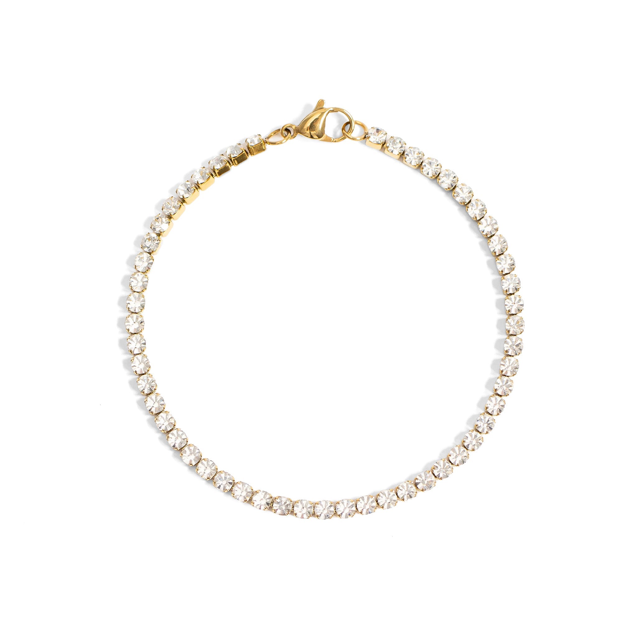 18K Gold PVD CZ Stone Tennis Chain Bracelet