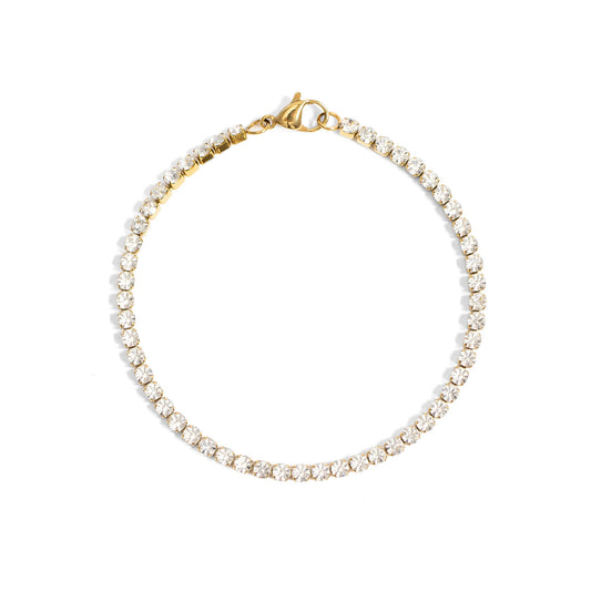 18K Gold PVD CZ Stone Tennis Chain Bracelet