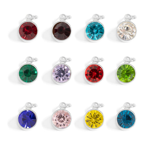 Stainless Steel Round Birthstone Charm 8mm