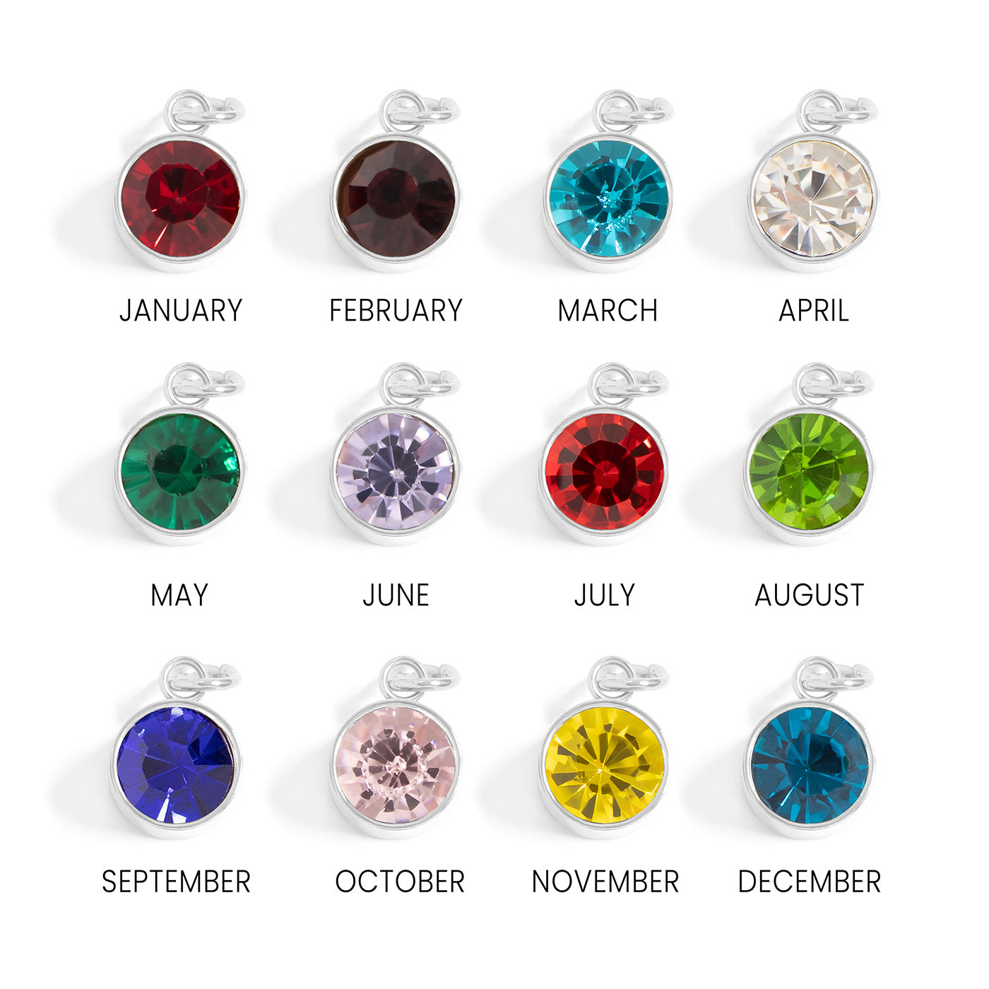Stainless Steel Round Birthstone Charm 8mm