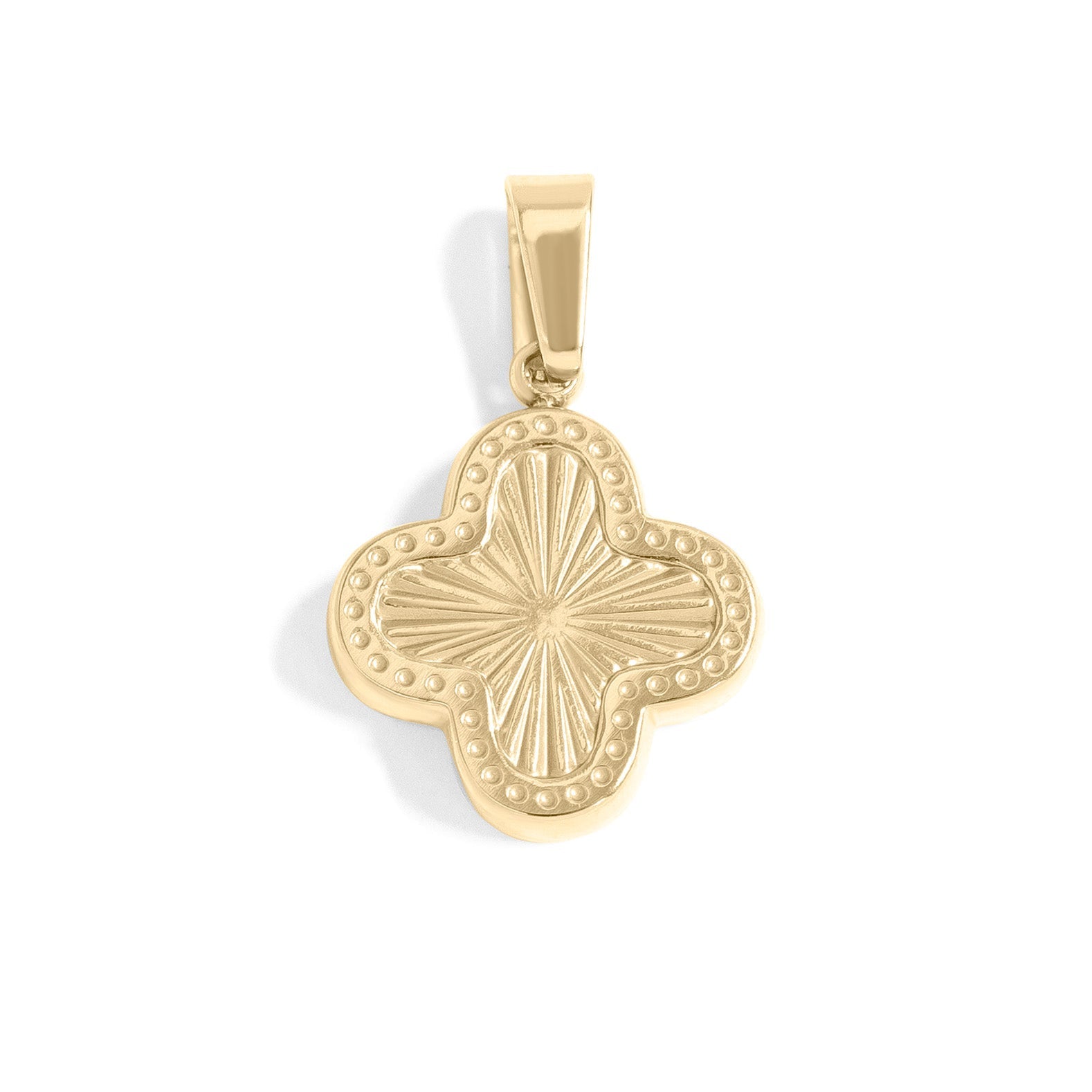 18K Gold PVD Stainless Steel Lucky Clover Charm Sunburst