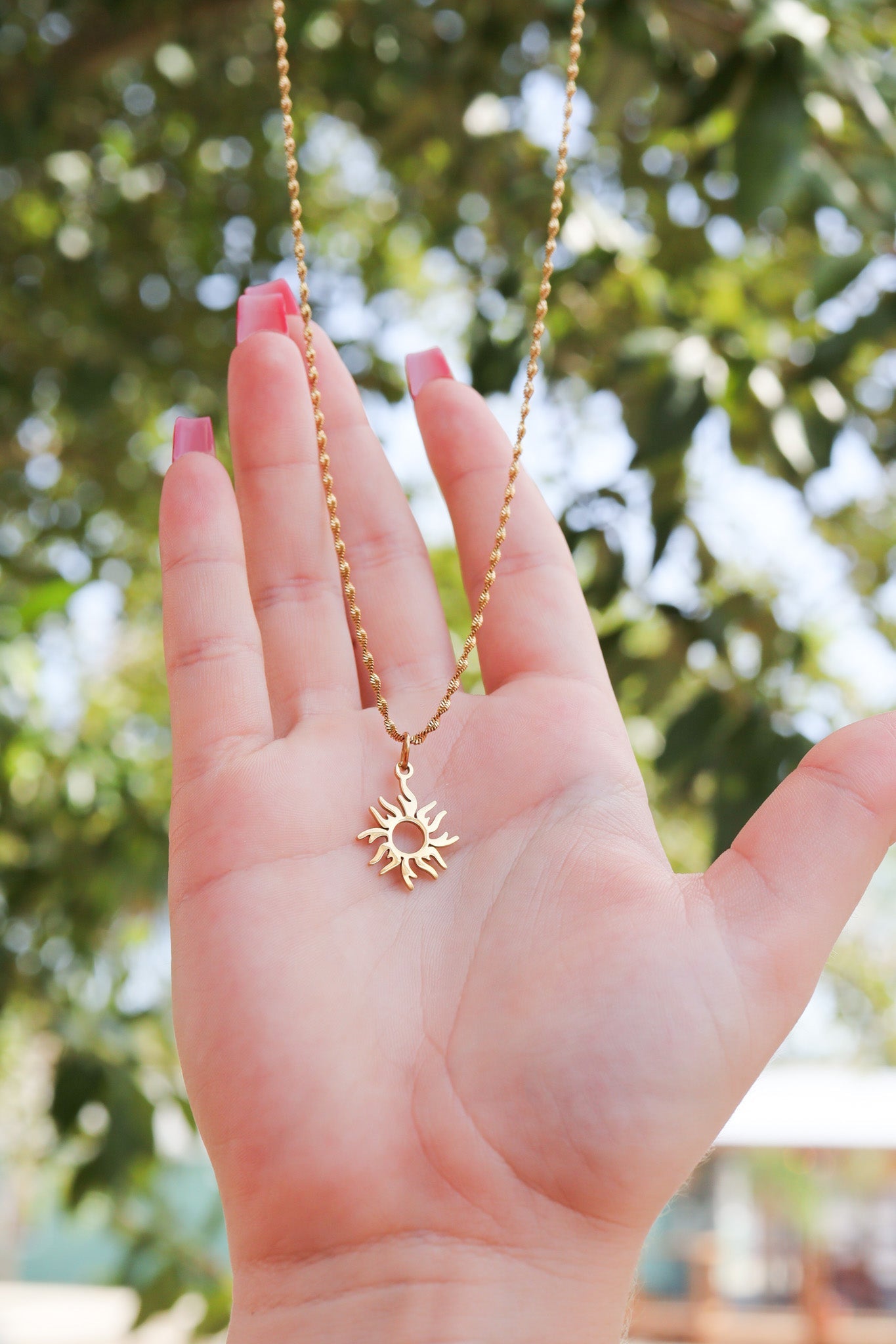 18K Gold PVD Stainless Steel Sunburst Charm