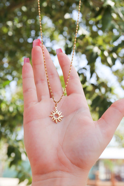 18K Gold PVD Stainless Steel Sunburst Charm