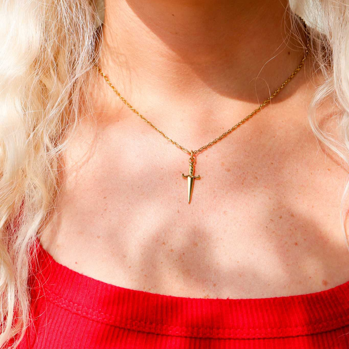 18K Gold PVD Stainless Steel Dagger Charm