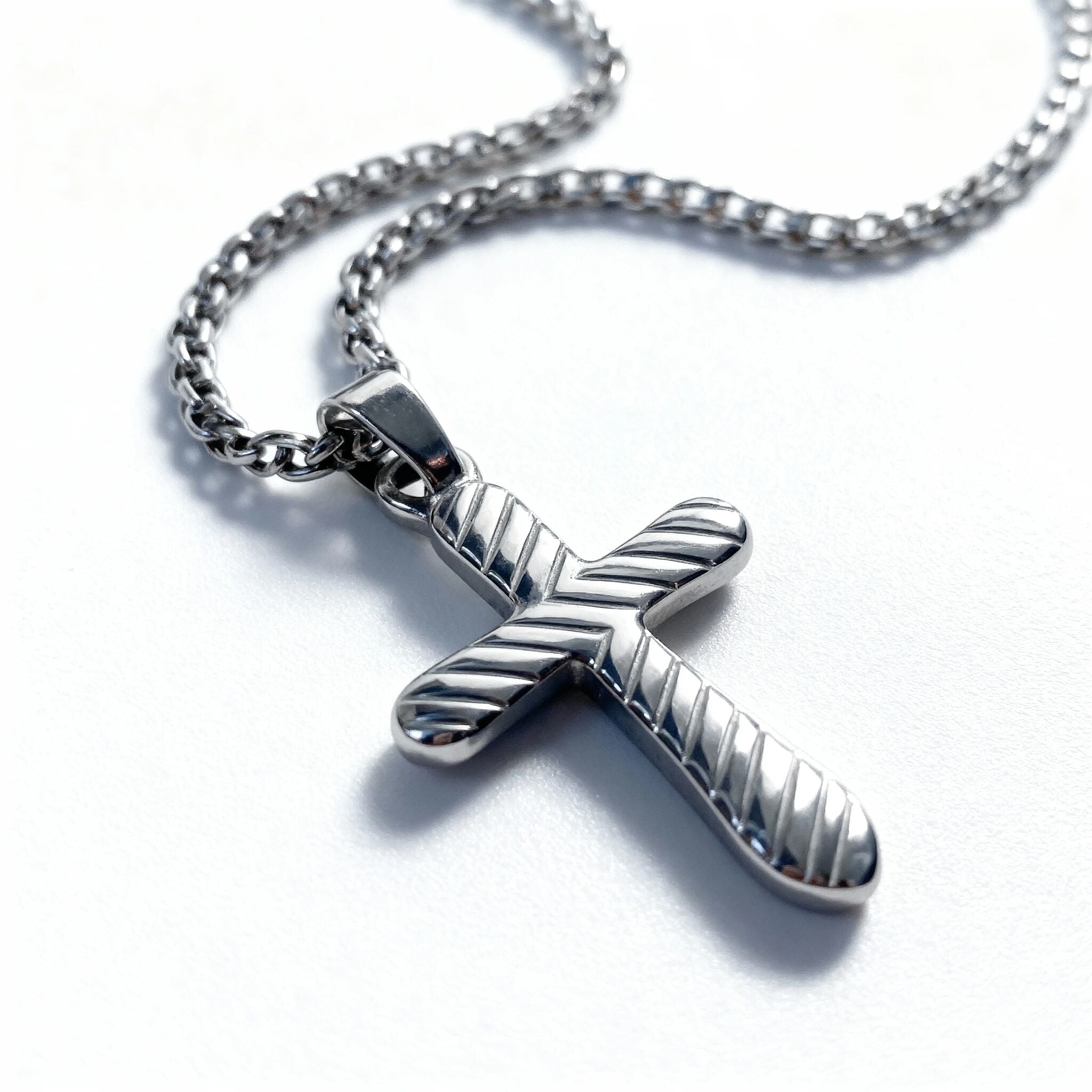 18K Gold PVD Stainless Steel Textured Cross Charm