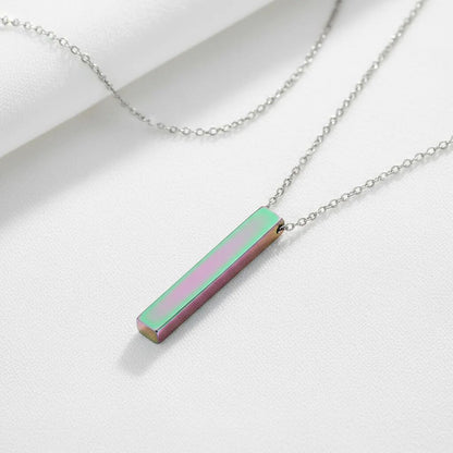 18K Gold PVD Stainless Steel Large Square 4-Sided Vertical Bar Polished Necklace