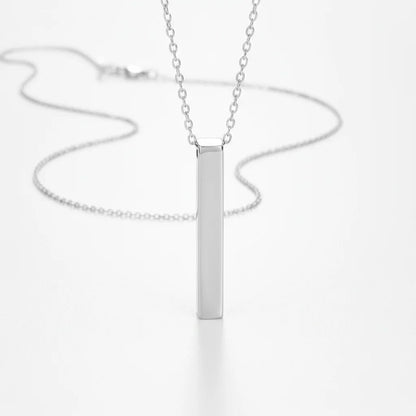 18K Gold PVD Stainless Steel Large Square 4-Sided Vertical Bar Polished Necklace