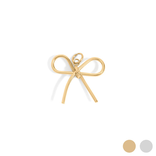 18K Gold PVD Stainless Steel Thin Bow Charm