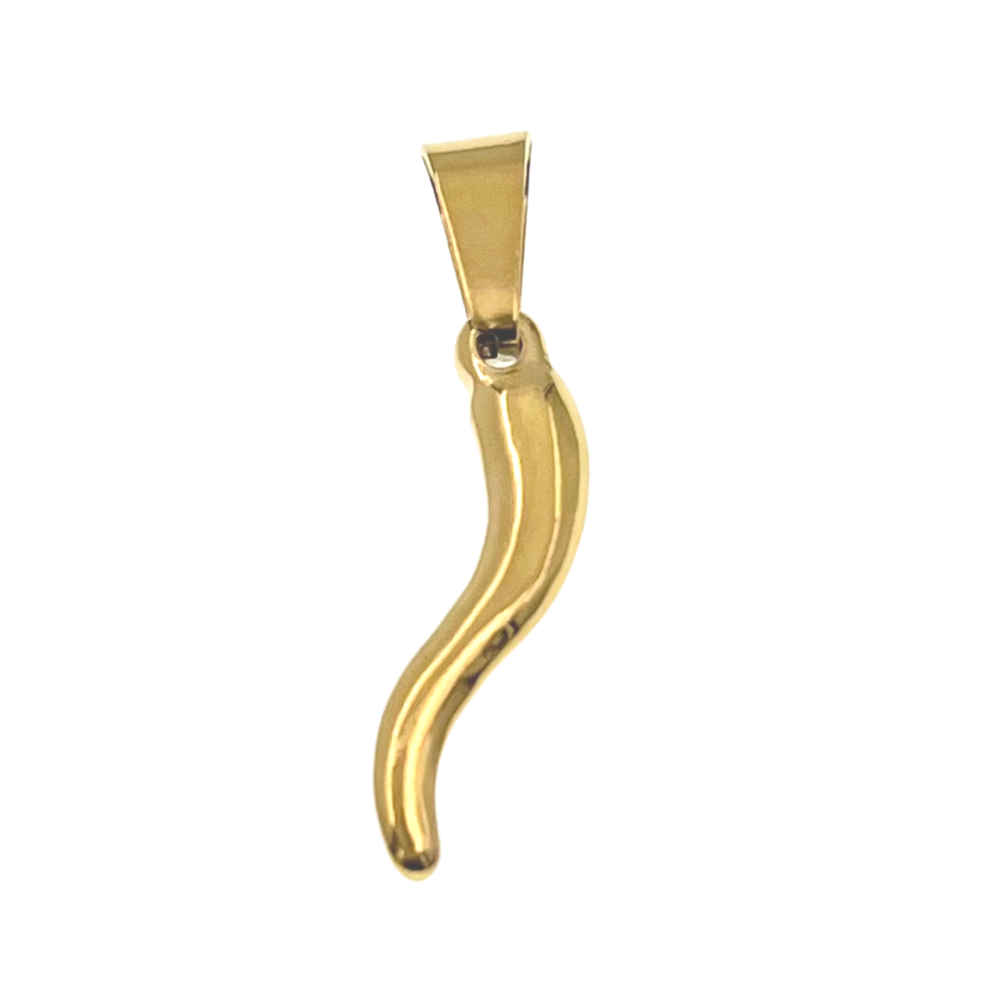 Small Italian Horn "Cornicello" Stainless Steel Pendant
