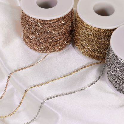 2.5mm 18K Gold PVD Stainless Steel Oval Loop Permanent Jewelry Chain By The Foot
