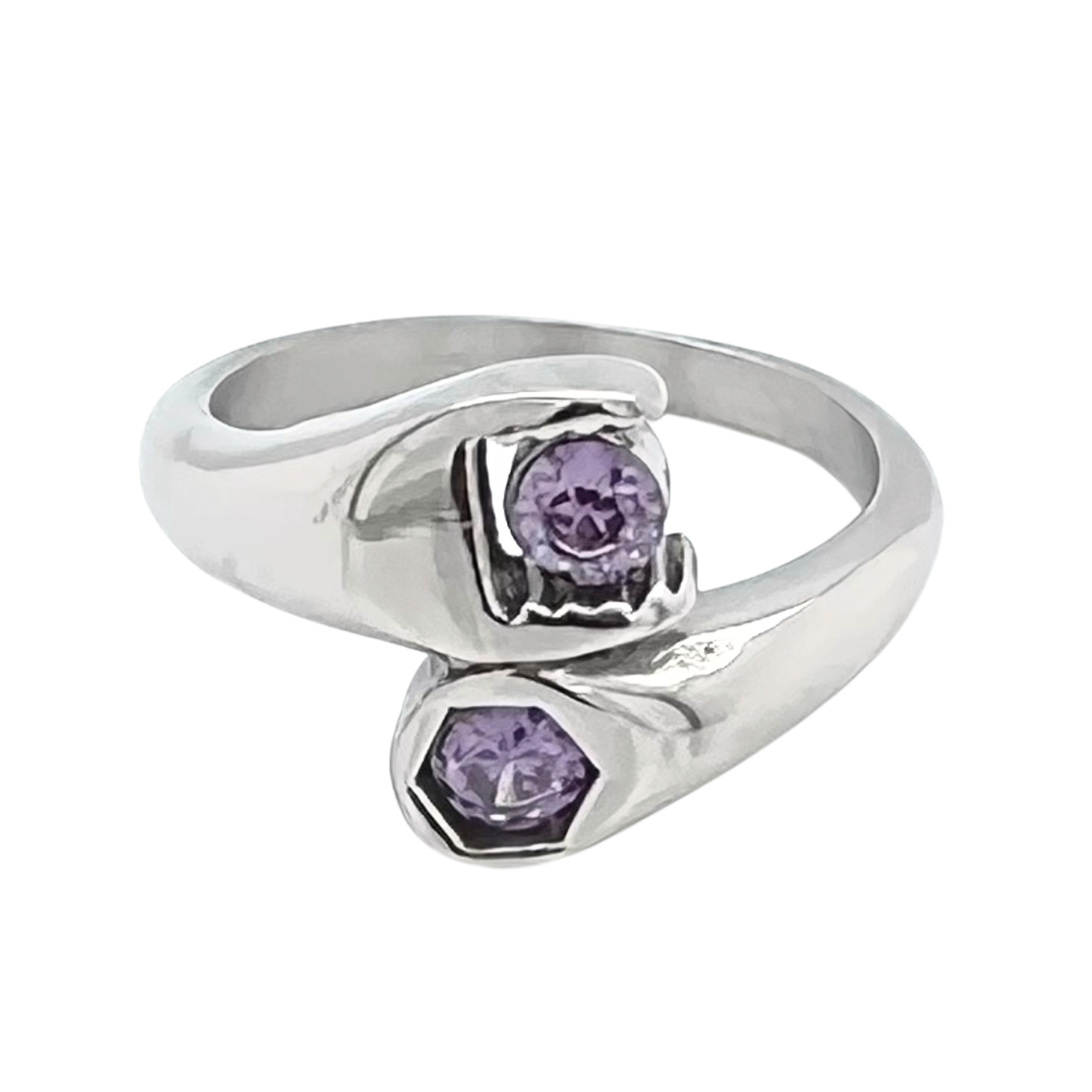 CZ Wrench Polished Stainless Steel Ring