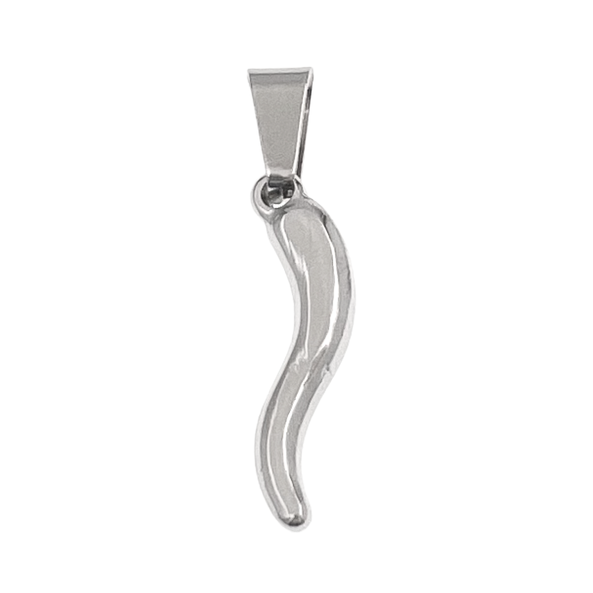 Small Italian Horn "Cornicello" Stainless Steel Pendant