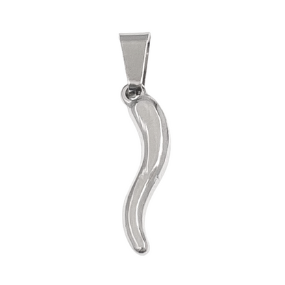 Small Italian Horn "Cornicello" Stainless Steel Pendant