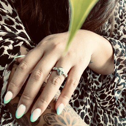 Stainless Steel Skull And Bones Women's Ring