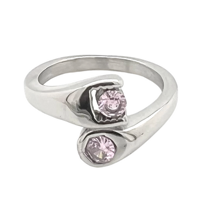 CZ Wrench Polished Stainless Steel Ring