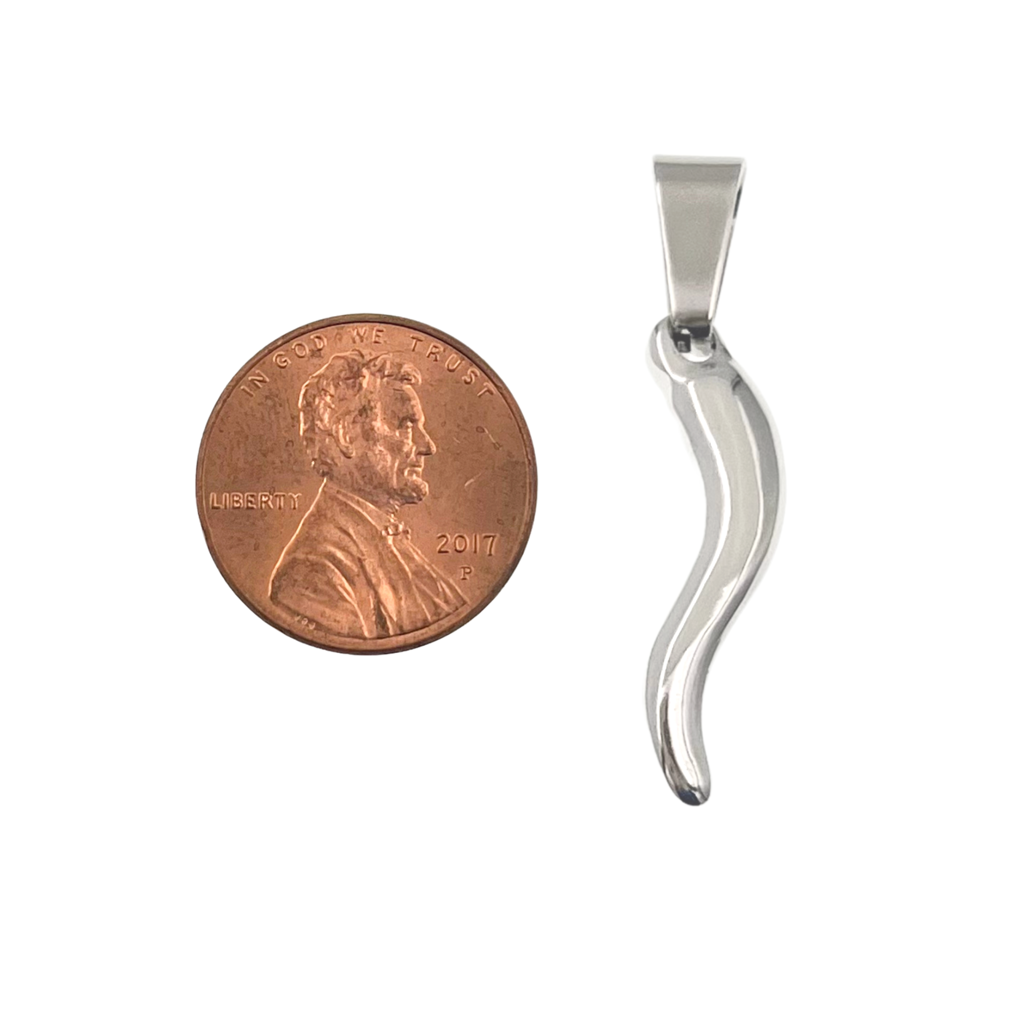 Small Italian Horn "Cornicello" Stainless Steel Pendant